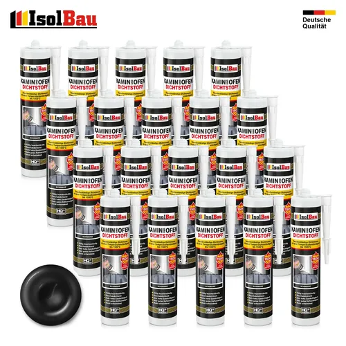 Kamin Ofen Dichtstoff 1500°C Schwarz 20 x 300ml Hochtemperatur Mörtel Dichtmasse