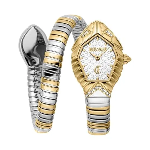 Just Cavalli Damen Analog Quarz Uhr JC1L356M0055 - Elegante Armbanduhr für Damen mit luxuriösem Schlangendesign, hochwertigem Quarzwerk und wasserfestem Edelstahlarmband – ideal für jeden Anlass.
