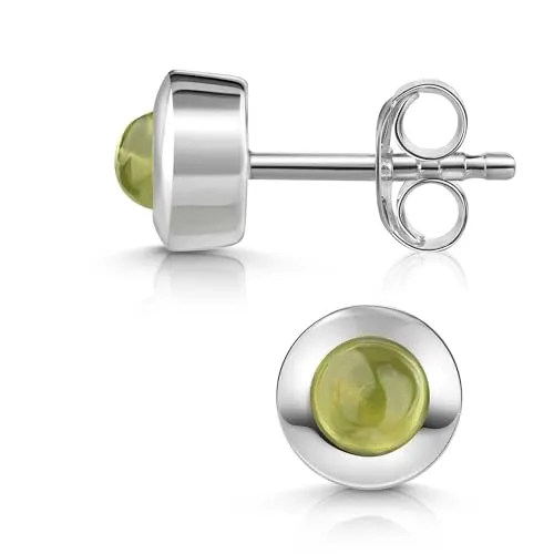 Materia Peridot Ohrstecker Silber 925 rund - Grüne Edelstein Ohrringe SO-207-Peridot