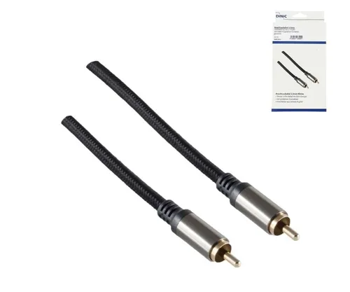 DINIC HQ Cinch Koaxialkabel, Textilgewebe, schwarz, Cinch Stecker #1907286 - Hochwertiges Cinch-Kabel für klare Audioübertragung, mit robustem Textilgewebe für zusätzliche Flexibilität und Langlebigkeit.