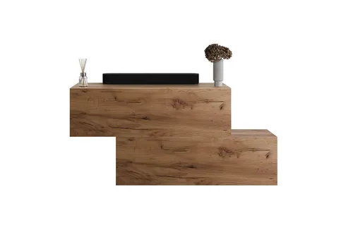 Flur Möbel Garderobe 2x Hängeschrank 100 cm Gold Eiche - Drohnen Garderobe: Stilvolle und praktische Hängeschränke für Ihren Flur, ideal für elegante Organisation und dekorative Akzente.