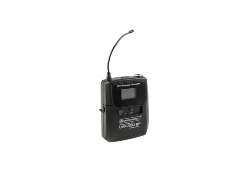 OMNITRONIC UHF-300 Taschensender - Drahtloser Bodypack-Mikrofon-Sender, ideal für professionelle Anwendungen mit einem Frequenzbereich von 823-832/863-865MHz.