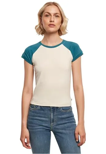 Urban Classics Damen Ladies Organic Stretch Short Retro Baseball Tee whitesand/Jasper, S