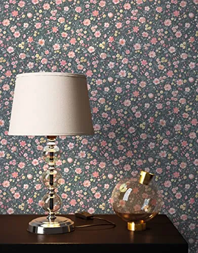 Newroom Vliestapete Rosa - Romantische Blumen für jeden Raum - Tapeten mit floralem Design in Rosa und Anthrazit, ideal für Wohnzimmer, Schlafzimmer oder Büro. Wasser- und dampfbeständig, leicht zu verarbeiten und restlos abziehbar.
