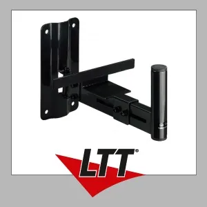 IMG Stageline PAST-500/SW Wandhalter für PA-Boxen - Diverse P: Schwenkbarer und neigbarer Wandhalter für PA-Boxen, schwarz lackiert, mit abnehmbarem Schlitten und Haltedorn für optimale Positionierung.