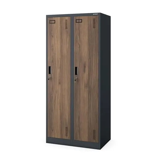Jan Nowak Metallschrank mit 2 Abteilen und Kleiderstange - Kleiderschrank aus robustem Stahl mit Lüftungsschlitzen und Trennwänden für saubere und schmutzige Kleidung. Ideal für Werkstätten und Umkleideräume.