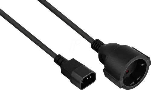 KM SK1402-S005 - Netzkabel / Adapter, Stecker C14 an Buchse Typ F, schwarz, 0,5 m