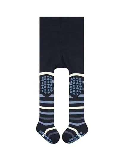 FALKE Unisex Baby Strumpfhose Multi Stripe B Ti Baumwolle rutschhemmende Noppen 1 Stück, Blau Space Blue 6116, 80-92