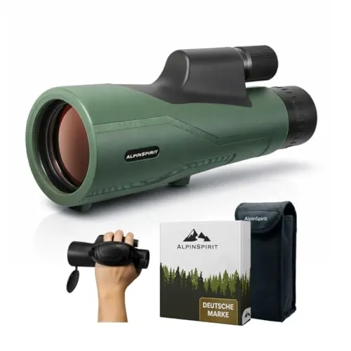 AlpinSpirit© Monokular 12x50 – HD Weitsicht Fernrohr mit Handschlaufe