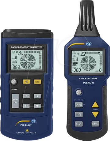PCE CL 20 - Leitungssuchgerät - Leitungsfinder mit Lampenfunktion und Hintergrundbeleuchtung, ideal zur exakten Lokalisierung von Strom-, Gas- und Wasserleitungen vor Bohrungen.