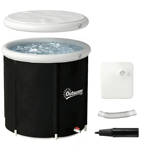 Faltbare Eisbadewanne Ø78 cm – Aufblasbare Eistonne mit Abdeckung - Genießen Sie entspannende Momente mit der extra tiefen, rutschsicheren Eistonne. Ideal für den Garten, bietet sie Platz für über 195 Liter Wasser. Schnelle Reinigung und freistehende Installation machen sie zum perfekten Wellness-Accessoire.