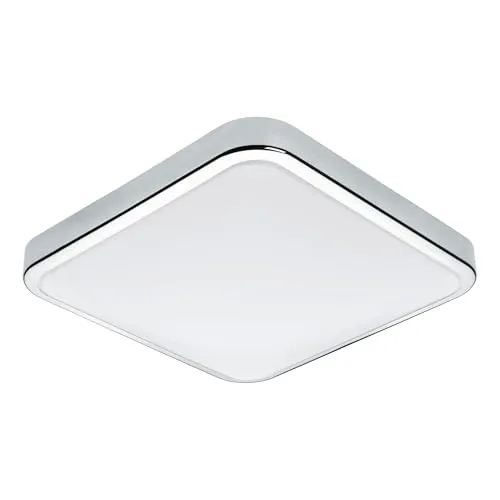 EGLO LED Badezimmer-Deckenlampe Manilva 1 - Chrom & Weiß - Lampen für Badezimmer, mit IP44 Spritzwasserschutz und warmweißem Licht. Inklusive 4 energiesparenden LED-Leuchtmitteln für angenehme Beleuchtung.