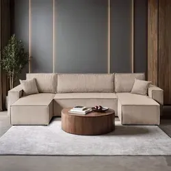 Gepolstertes Ecksofa CARLOS U Cord Poso 02 - Ecksofa mit Schlaffunktion und Bettkasten, bietet optimalen Komfort und eine gemütliche Atmosphäre durch hochwertigen Cordstoff.