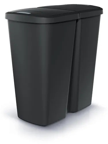 BirnePower Doppelmülleimer Duo 45L, Schwarz – Effiziente Mülltrennung für Küche und Büro
