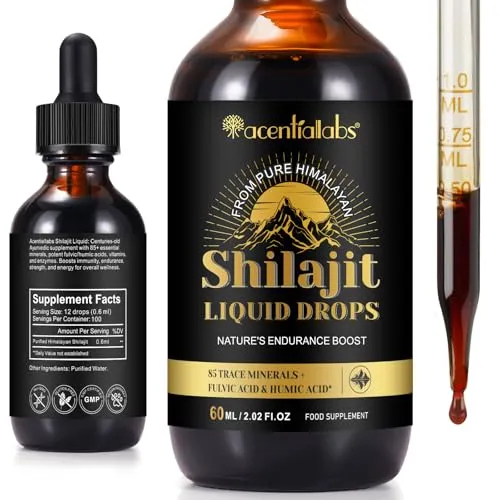 Shilajit Original, Reine Himalaya Tropfen, Hochwirksames Shilajit Original, mit 85+ Spurenelementen & Fulvosäure, Vegan, Zuckerfrei, Glutenfrei, Ohne Bindemittel und Gentechnik.