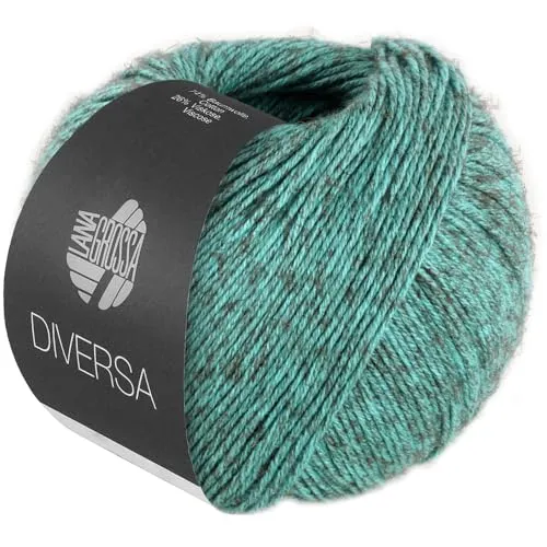 LANA GROSSA Diversa | Leichtes Baumwoll-Mischgarn mit zartem Melange-Effekt | Handstrickgarn aus 74% Baumwolle & 26% Viskose | 50g Wolle zum Stricken & Häkeln | 210m Garn FB 27