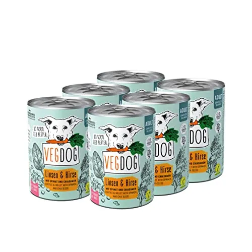 VEGDOG hypoallergenes Nassfutter (6 x 400 g) | Adulte Hunde | ohne Gluten und Soja | Alleinfutter für Allergiker mit Erbsenprotein