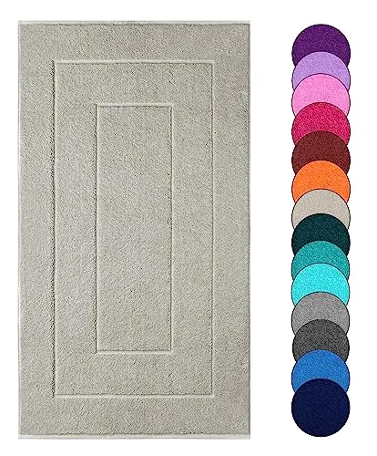 Lashuma Badvorleger Baumwolle 50x80 cm, London Badezimmerteppich Grau - Kiesel