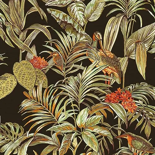 Design ID Wallstitch DE120015 Tapete, Motiv: Paradiesvogel, Schwarz