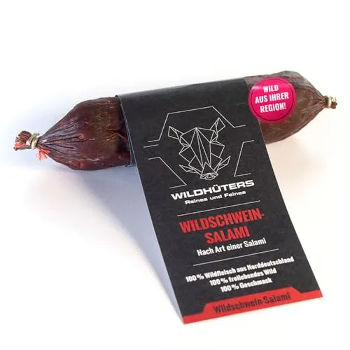 WILDHÜTERS | Wildschwein-Salami | traditionell-handgemacht aus 100% Wildschweinfleisch mit Buchenholzrauch veredelt | 150g im Stück