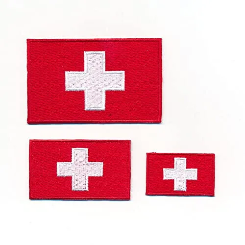 hegibaer 3 Schweiz Flaggen Switzerland Flags CH Bern Patch Aufnäher Aufbügler Set 1142
