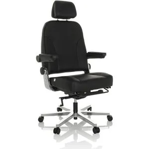 hjh OFFICE XXL Drehstuhl 24 HOURS F Leder - Bürostuhl für den 24-Stunden-Einsatz, mit abklappbaren Armlehnen für optimale Flexibilität und höchsten Komfort bei langem Sitzen.