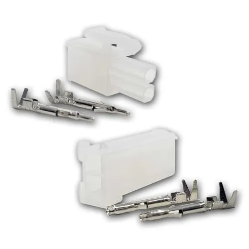 world-trading-net 10er Pack AMP-Steckverbinder 2-polig, Stecker & Buchsen mit Crimpkontakten, weißes Kunststoffgehäuse, Gehäuse mit Arretierung für Zusammenhalt