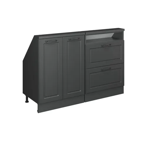 Vicco Unterschrank R-Line, Anthrazit Landhaus - 120 cm 2er Set - Unterschrank für Dachschrägen, verwandelt ungenutzten Platz in stilvollen Stauraum, höhenverstellbare Füße für sicheren Stand und moderne Optik.