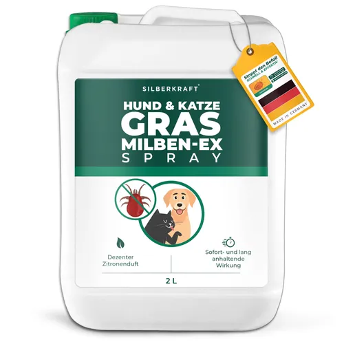 SILBERKRAFT Grasmilben Ex für Hunde & Katzen - Effektives Spray gegen Grasmilben und Parasiten, sorgt für sofortige Linderung und langfristigen Schutz. Einfache Anwendung für ein sorgenfreies Haustierleben.