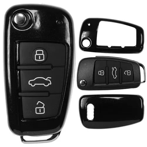 Klapp Schlüssel Cover Hülle Schwarz für Audi A1 8X S1 A3 8P S3 A6 4F S6 Q7