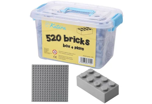 Katara Bausteine Box-Set mit 520 Steinen - Spielbausteine mit 520 Teilen, inklusive Grundbauplatte und Box. 100% kompatibel mit Sluban, Papimax, Q-Bricks und LEGO® – ideal für kreative Bauprojekte!