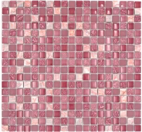 Glasmosaik Naturstein Mosaikfliese Marmor rosa rose pink BAD WC Küche WAND Fliesenspiegel - MOS92-1002