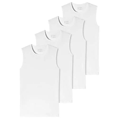 Schiesser 95/5 Tank Top mit Rundhals - 4er Spar-Pack (8 Weiß) - Nachhaltige 95/5 Baumwolle Tank Tops mit breiten Trägern, ideal für jeden Tag und perfekt unter Hemden. Modern und bequem für jeden Anlass.