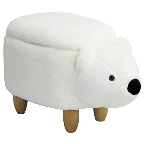 SVITA Sitzhocker Eisbär - Niedlicher Tierhocker mit Stauraum, weich gepolstert und ideal für Kinderzimmer – sorgt für Ordnung und Spaß beim Sitzen!