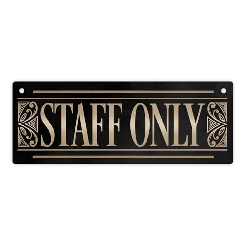 Staff only Metallschild L in 10,5x28cm im Retrolook
