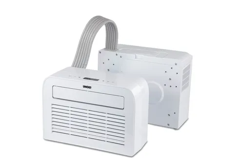 Unold Split-Klimagerät 5K 86320 – mobile 3-in-1 Klimaanlage mit leisem Betrieb - Effiziente Kühlung für Räume bis 12 m² – ideal für kleine Wohnräume oder den Caravan. Diese mobile Klimaanlage bietet Entfeuchtung und Luftzirkulation in einem kompakten Design, perfekt für entspannte Abende.