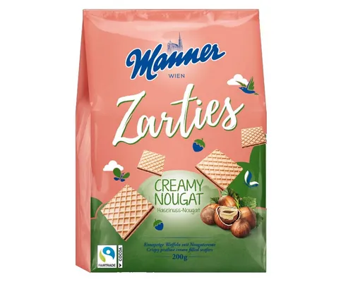 Manner Kekse, Manner Zarties knusprige Waffeln mit zarter Nugatcremefüllung 200g