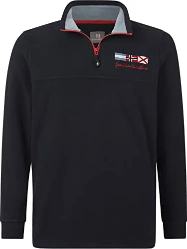 Jan Vanderstorm Herren Fleece-Sweatshirt Sietse dunkelblau, XL - 56/58 - Stylisches Fleece-Sweatshirt SIETSE mit Stehkragen – ideal für Plus-Size Herren. Bequemer Comfort Fit und strapazierfähiges Material für lässige Freizeitaktivitäten. Erhältlich in mehreren Farben und Größen.