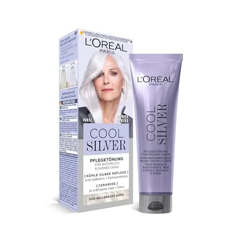 L'ORÉAL PARIS Cool Silver Pflegetönung - Haarfarben: 2-in-1-Pflegetönung für natürlich wirkenden Silberglanz und bis zu 10 Tage strahlendes, kräftiges Haar mit Anti-Gelbstich.