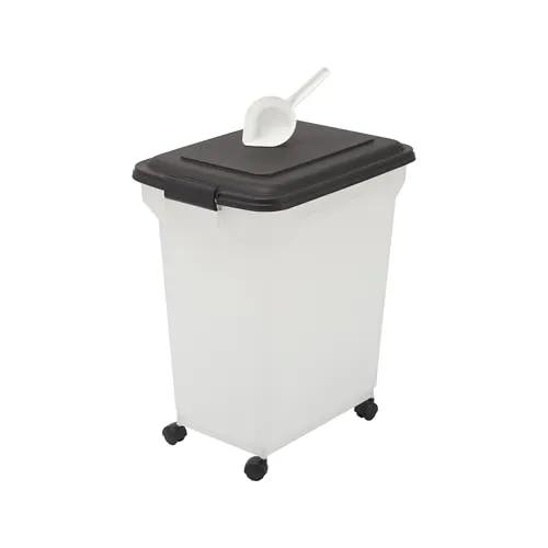 Iris Ohyama Hundefutter Aufbewahrung mit Rollen, 45L - Luftdichte Futterbox mit 45L Kapazität, ideal für die frische Aufbewahrung von Hunde- und Katzenfutter. Mit praktischen Rollen für einfache Handhabung und inklusive Schaufel.