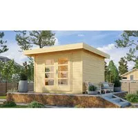 WEKA Designhaus 126 Natur 28 mm - Modernes Holz-Gartenhaus - Holz-Gartenhäuser mit 8,88 m², ideal als Geräteschuppen oder Freizeithaus. Robuste 28 mm Wandstärke und einfaches Steck-Schraubsystem für schnelle Montage.