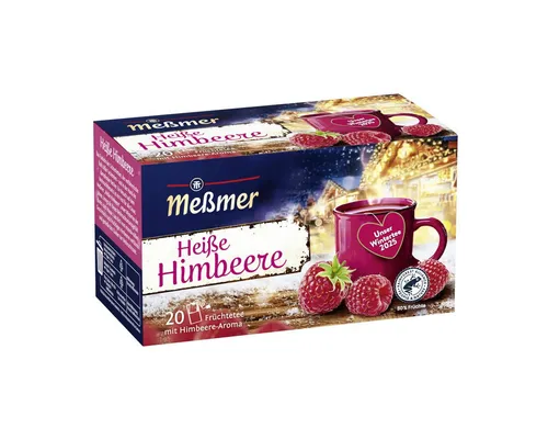 Meßmer Heiße Himbeere | Früchtetee mit Himbeere-Aroma | 20 Teebeutel | fruchtig & süß | ideal für kalte Tage