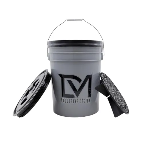 DM Autoteile 152387 XXL 20 Liter Car Auto Wasch Eimer mit Sieb und Deckel Grau Wascheimer KFZ