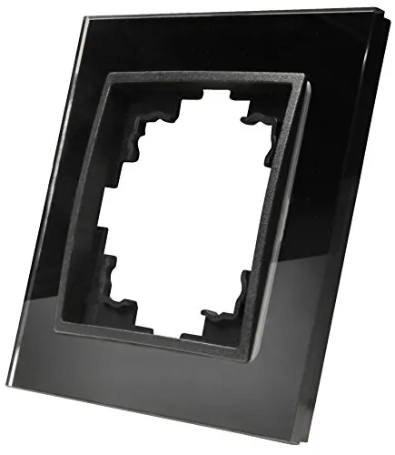 McPower Glas-Rahmen | Flair 1-fach, Schwarz | Einzelrahmen Modernes Design, hochwertiges Glas, ideal als Schalterrahmen, Steckdosenrahmen, 90x90mm, Innen 56mm, Tiefe 10mm universell einsetzbar