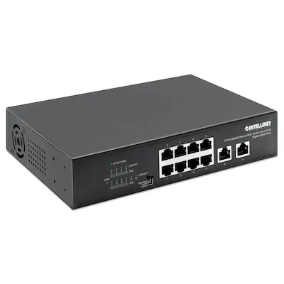 Intellinet 8-Port Gigabit PoE+ Switch mit 120W Leistung - Switch 10/100/1000 mit 8 Ports und 120W Power over Ethernet, ideal für Netzwerkinstallationen und IP-Geräte.