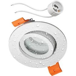 ledscom.de Bad-Deckeneinbaurahmen ERID, Feuchtraum, Badezimmer, IP44, rund, schwenkbar, weiß matt inkl. GU10 Fassung