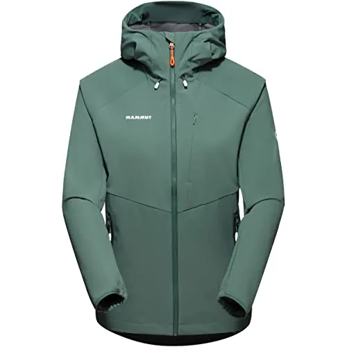 Mammut Women's Ultimate Comfort Softshell Hooded Jacket - Türkis, Gr S - Funktionsjacke mit hervorragendem Wetterschutz, winddicht und dehnbar; ideal für Wanderungen; Farbe: Türkis, Gr: S; Material: DWR-imprägniert für zusätzlichen Schutz.