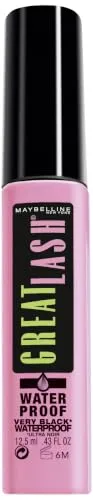 Maybelline New York Wasserfeste Mascara für dichtere Wimpern und mehr Volumen, Great Lash Wimperntusche, Nr. 2 Very Black Waterproof, 1 x 12,5 ml