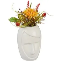 Relaxdays Blumenvase Gesicht Keramik Weiß 14,5 cm x 9,5 cm x 10,5 cm 450 g