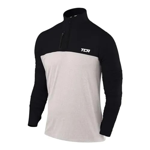 TCA Funktionsshirt Herren Langarm - Fusion Pro Quickdry - Sporttops für Herren, atmungsaktiv und schweißableitend dank TCA D.R.Y.-Technologie, ideal für Laufen und Fitness mit praktischer Reißverschlusstasche.